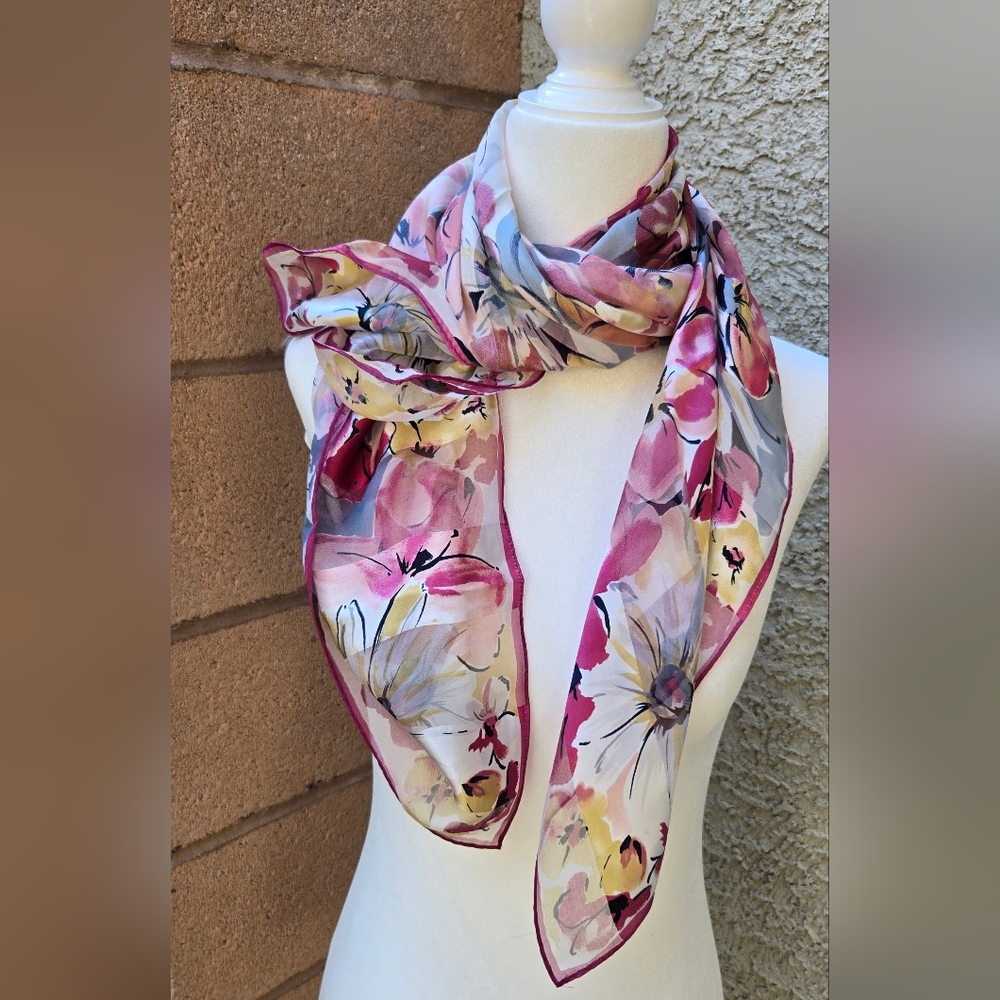 Hiroko Kapp Silk Made In Japan Floral Scarf